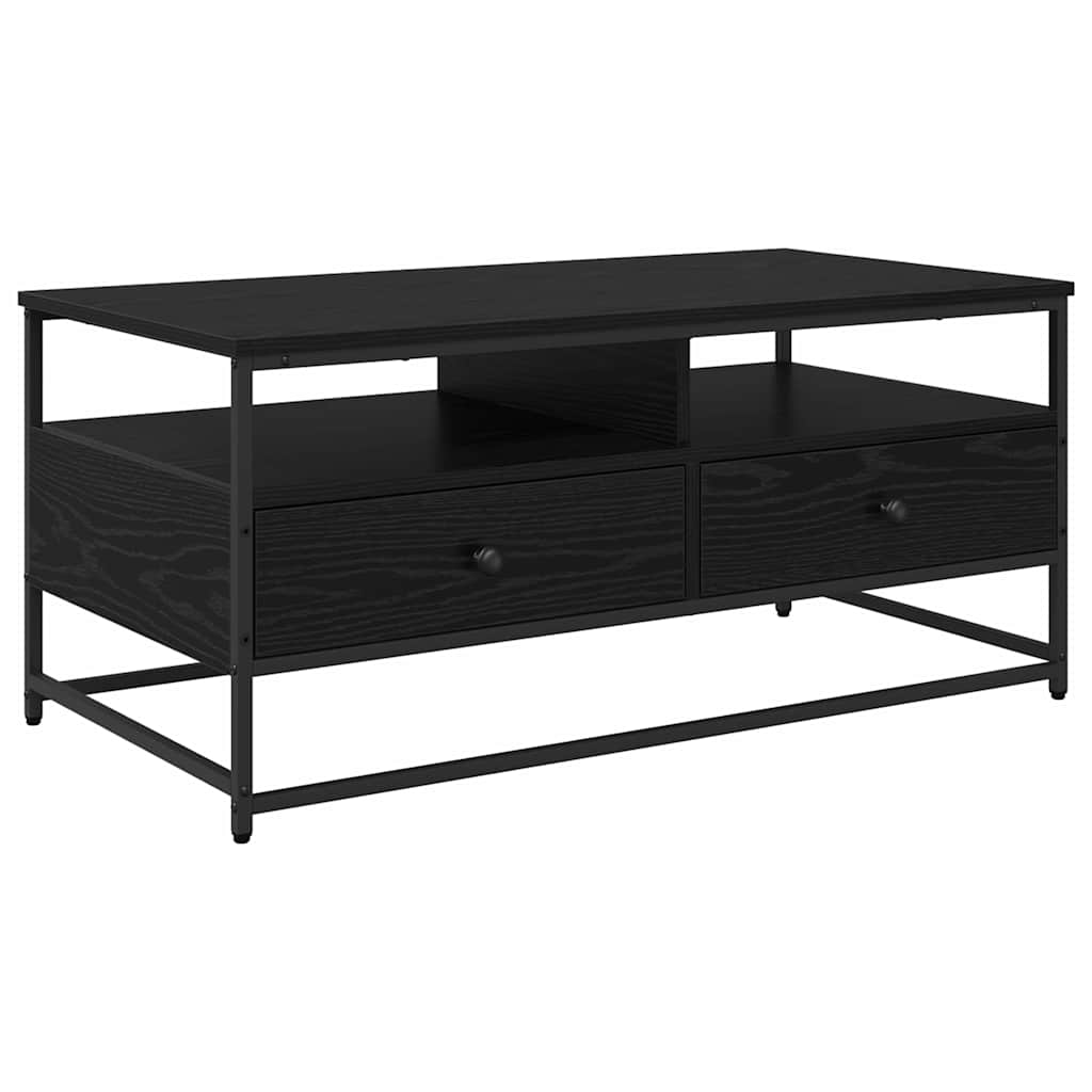Sofabord med skuffe Sort eg 100 x 51 x 45 cm Konstrueret træ