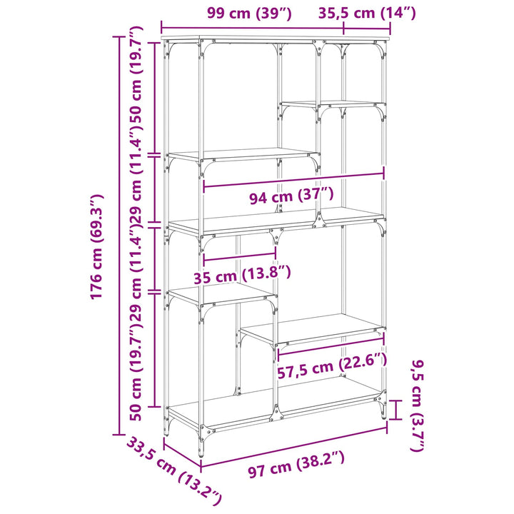 Bogreol Sort eg 99 x 35,5 x 176 cm Konstrueret træ