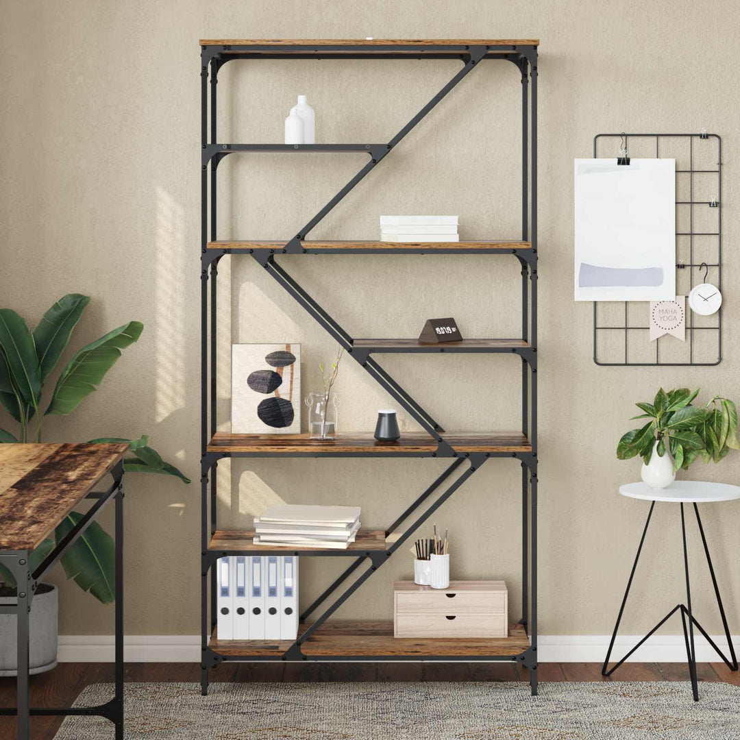 Bogreol Gammelt træ 91 x 36 x 176 cm Konstrueret træ