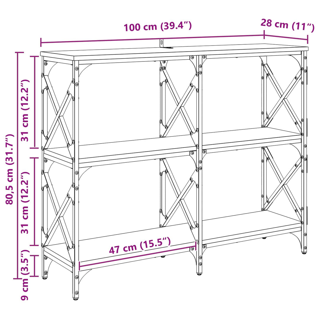 Konsolbord Artisan Egetræ 100 x 28 x 80,5 cm Konstrueret træ