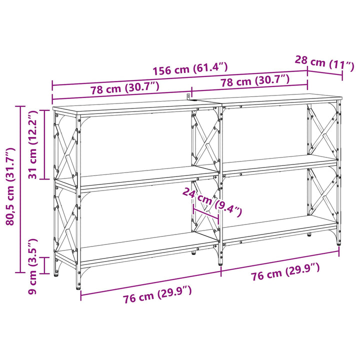 Konsolbord Artisan Egetræ 156 x 28 x 80,5 cm Konstrueret træ