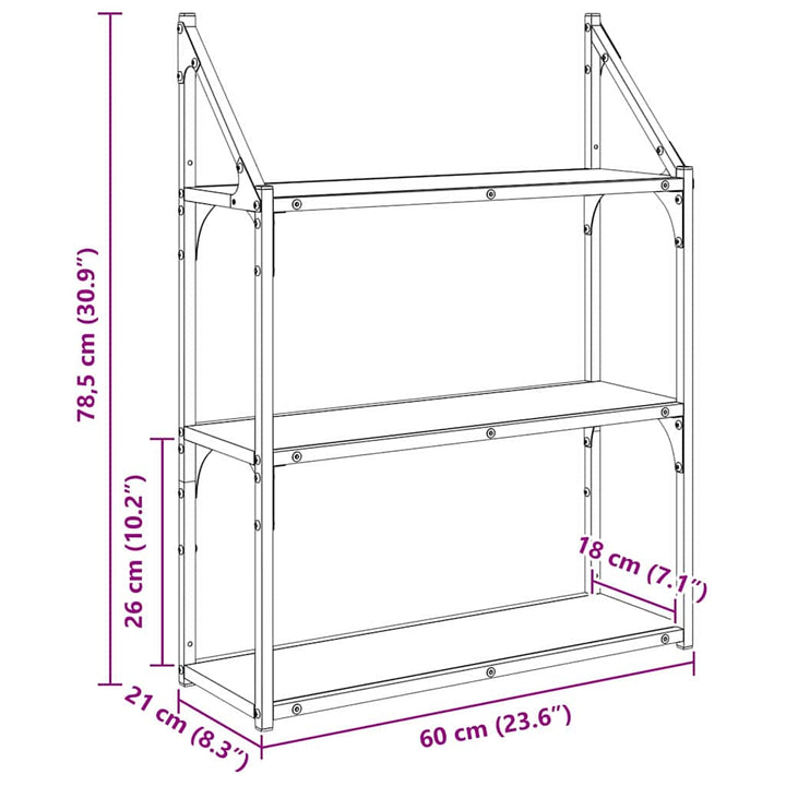 Væghylde Gammelt træ 60 x 21 x 78,5 cm Konstrueret træ