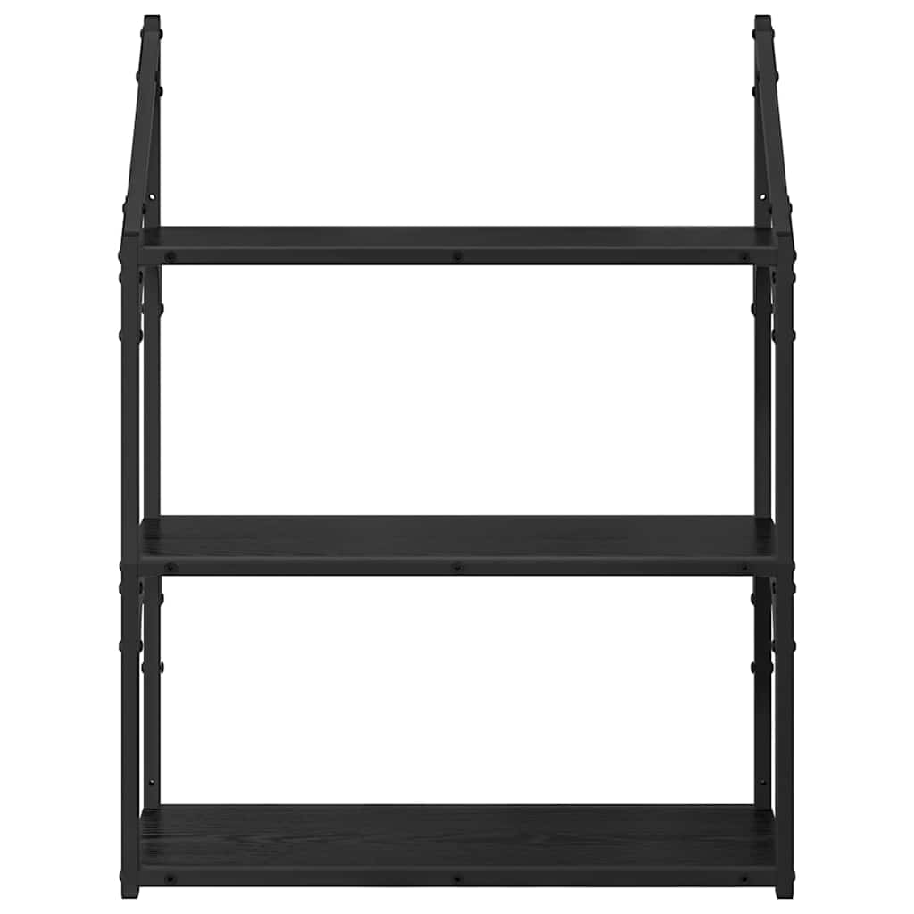 Væghylde med hylde Sort eg 60 x 21 x 78,5 cm Konstrueret træ