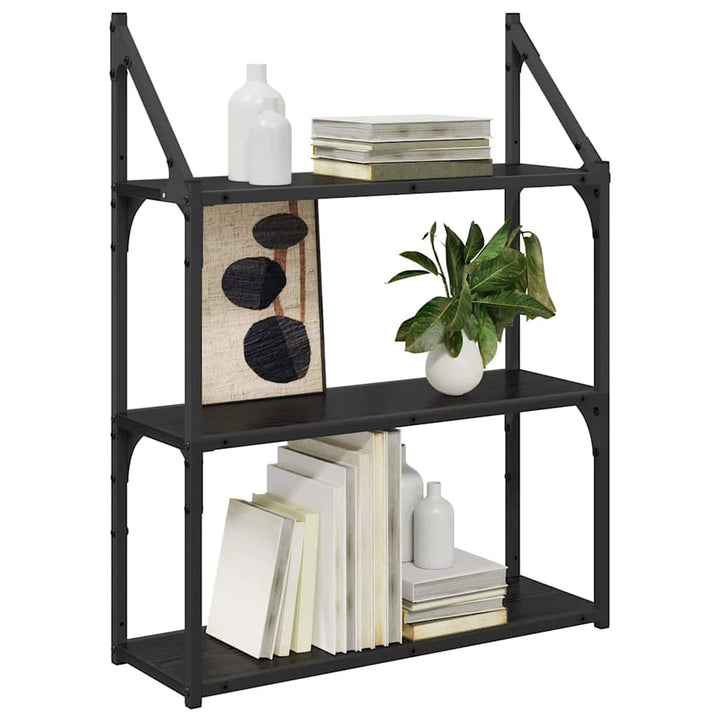 Væghylde med hylde Sort eg 60 x 21 x 78,5 cm Konstrueret træ