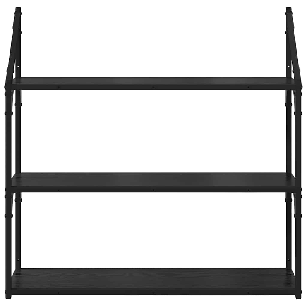 Væghylde med hylde Sort eg 80 x 21 x 78,5 cm Konstrueret træ