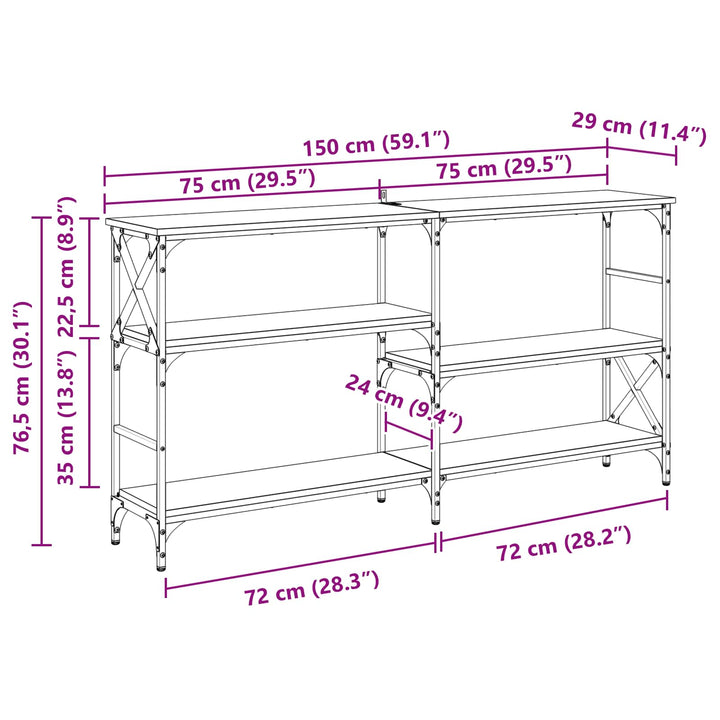 Konsolbord Artisan Egetræ 150 x 29 x 76,5 cm Konstrueret træ