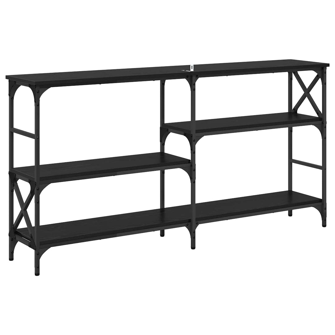 Konsolbord med hylde Sort eg 150 x 29 x 76,5 cm Konstrueret træ