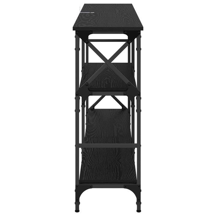 Konsolbord med hylde Sort eg 150 x 29 x 76,5 cm Konstrueret træ