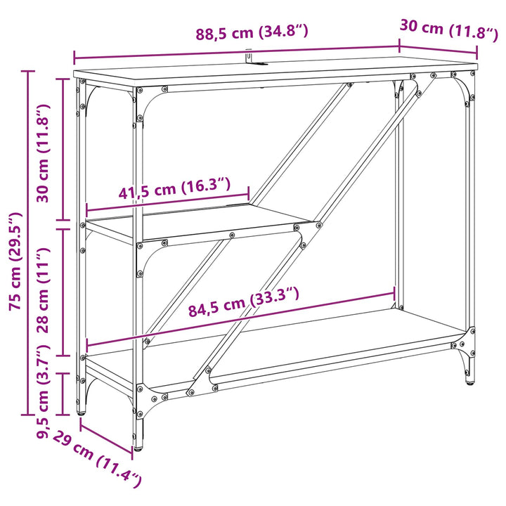 Konsolbord Gammelt træ 88,5 x 30 x 75 cm Konstrueret træ