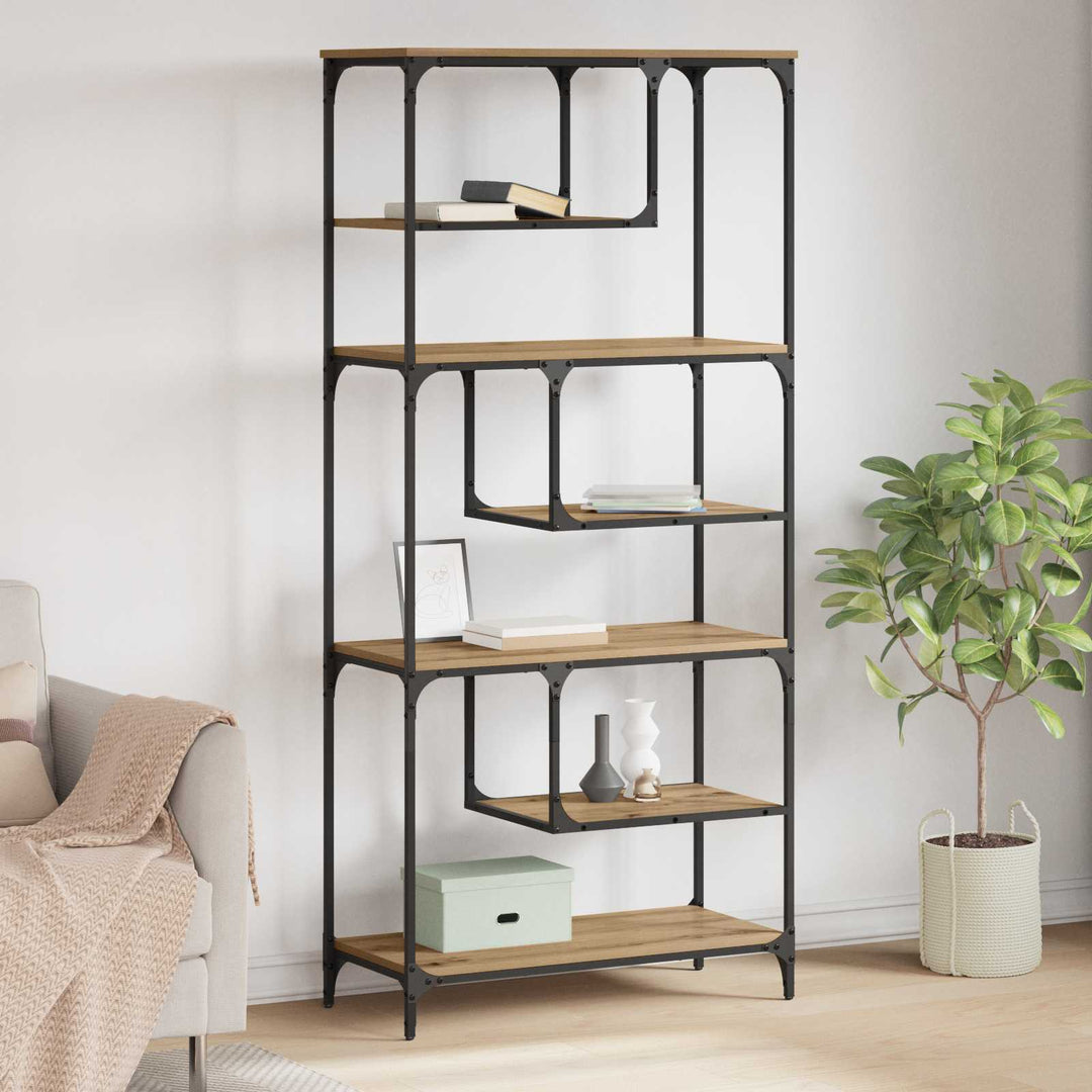 Bogreol 6 niveauer 81 x 36 x 176 cm Konstrueret træ artisan eg