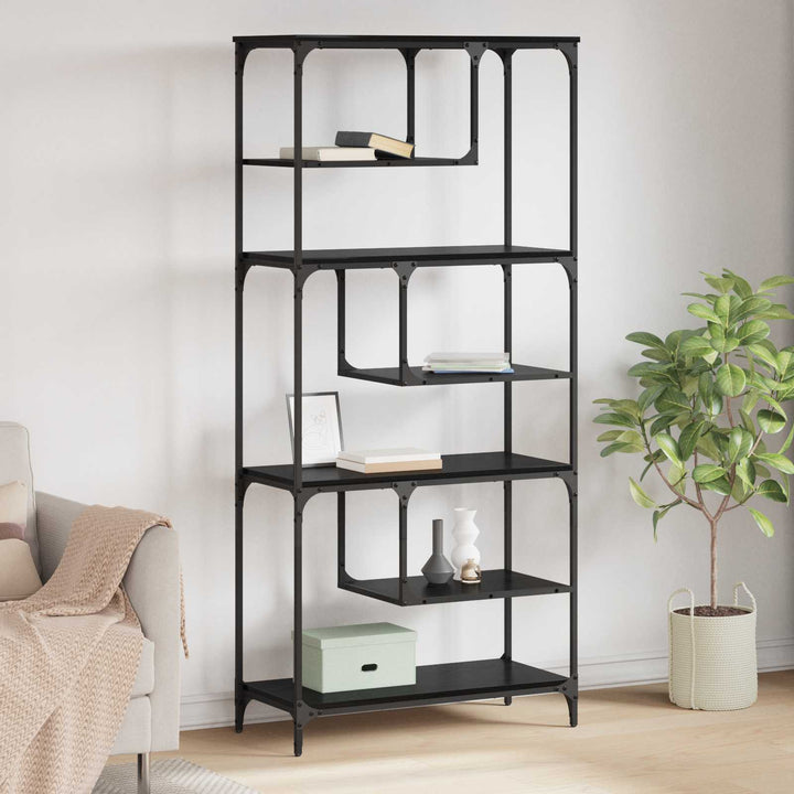Bogreol 6 niveauer 81 x 36 x 176 cm Konstrueret træ Sort eg