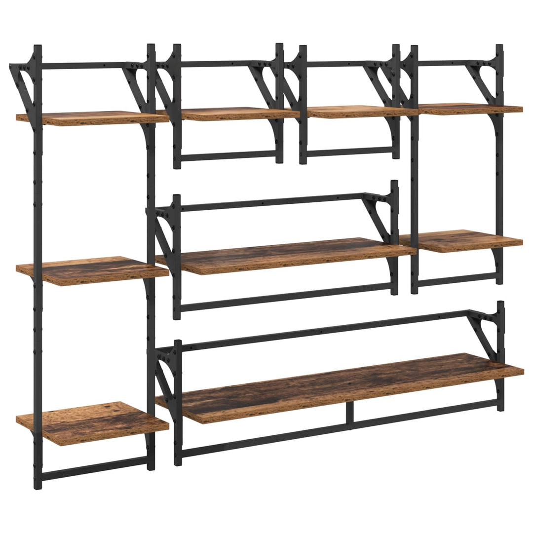 Væghyldesæt 6 pcs Gammelt træ 100 x 25 x 30 cm Konstrueret træ