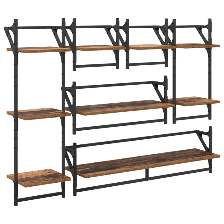 Væghyldesæt 6 pcs Gammelt træ 100 x 25 x 30 cm Konstrueret træ