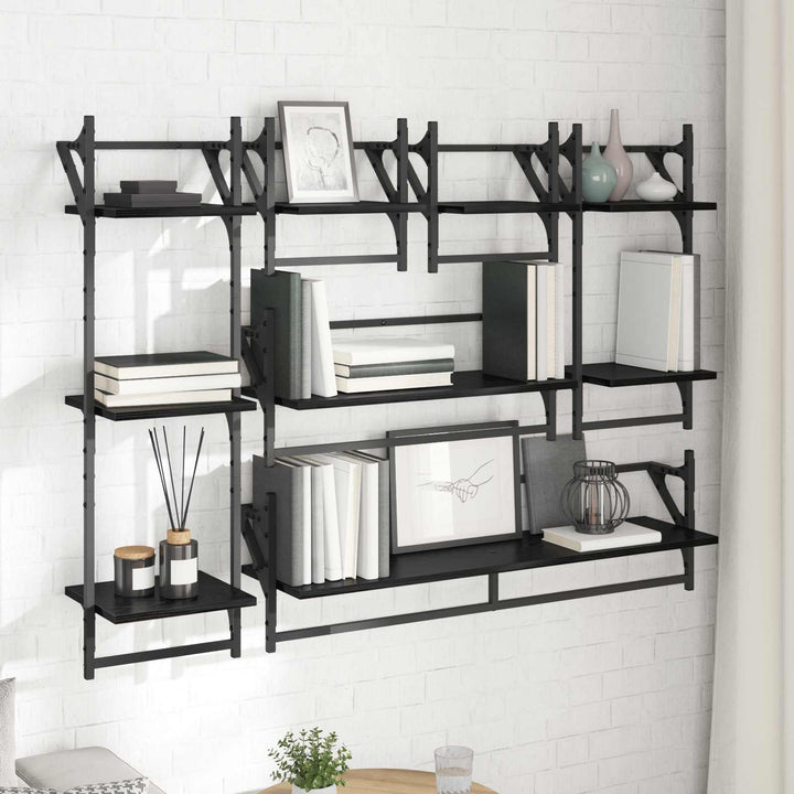 Væghyldesæt 6 pcs Sort eg 100 x 25 x 30 cm Konstrueret træ
