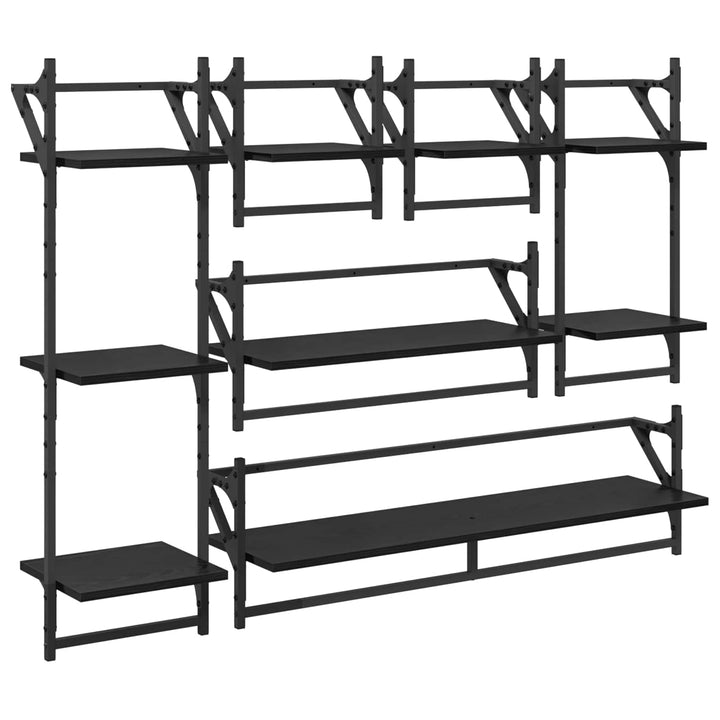Væghyldesæt 6 pcs Sort eg 100 x 25 x 30 cm Konstrueret træ