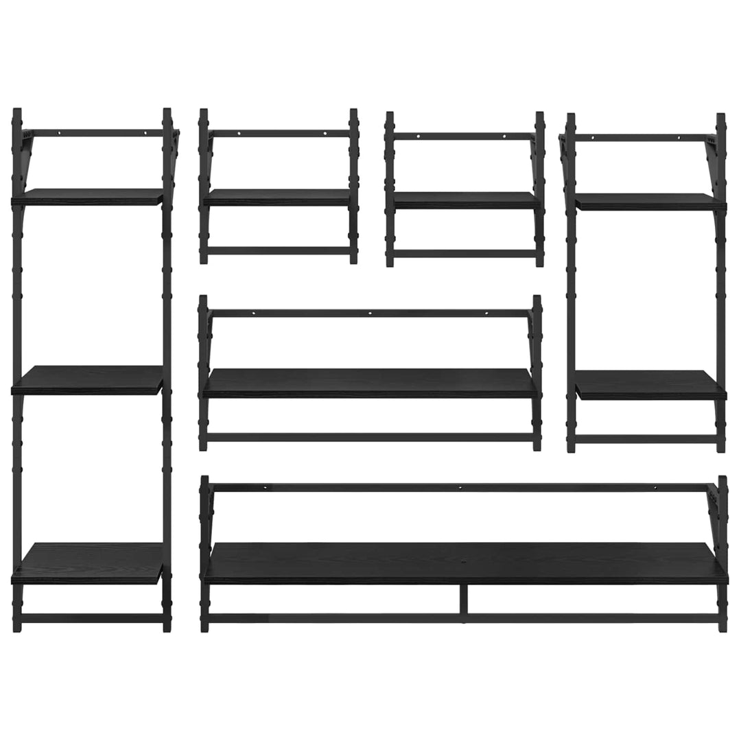 Væghyldesæt 6 pcs Sort eg 100 x 25 x 30 cm Konstrueret træ