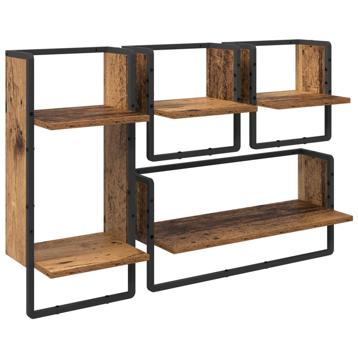 Væghyldesæt 4 pcs Gammelt træ 65 x 25 x 30 cm Konstrueret træ
