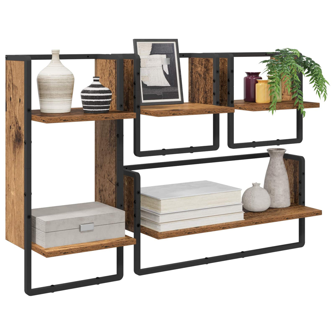 Væghyldesæt 4 pcs Gammelt træ 65 x 25 x 30 cm Konstrueret træ