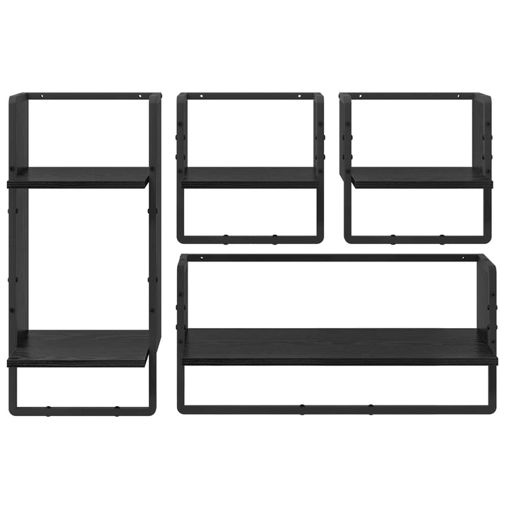 Væghyldesæt 4 pcs Sort eg 65 x 25 x 30 cm Konstrueret træ