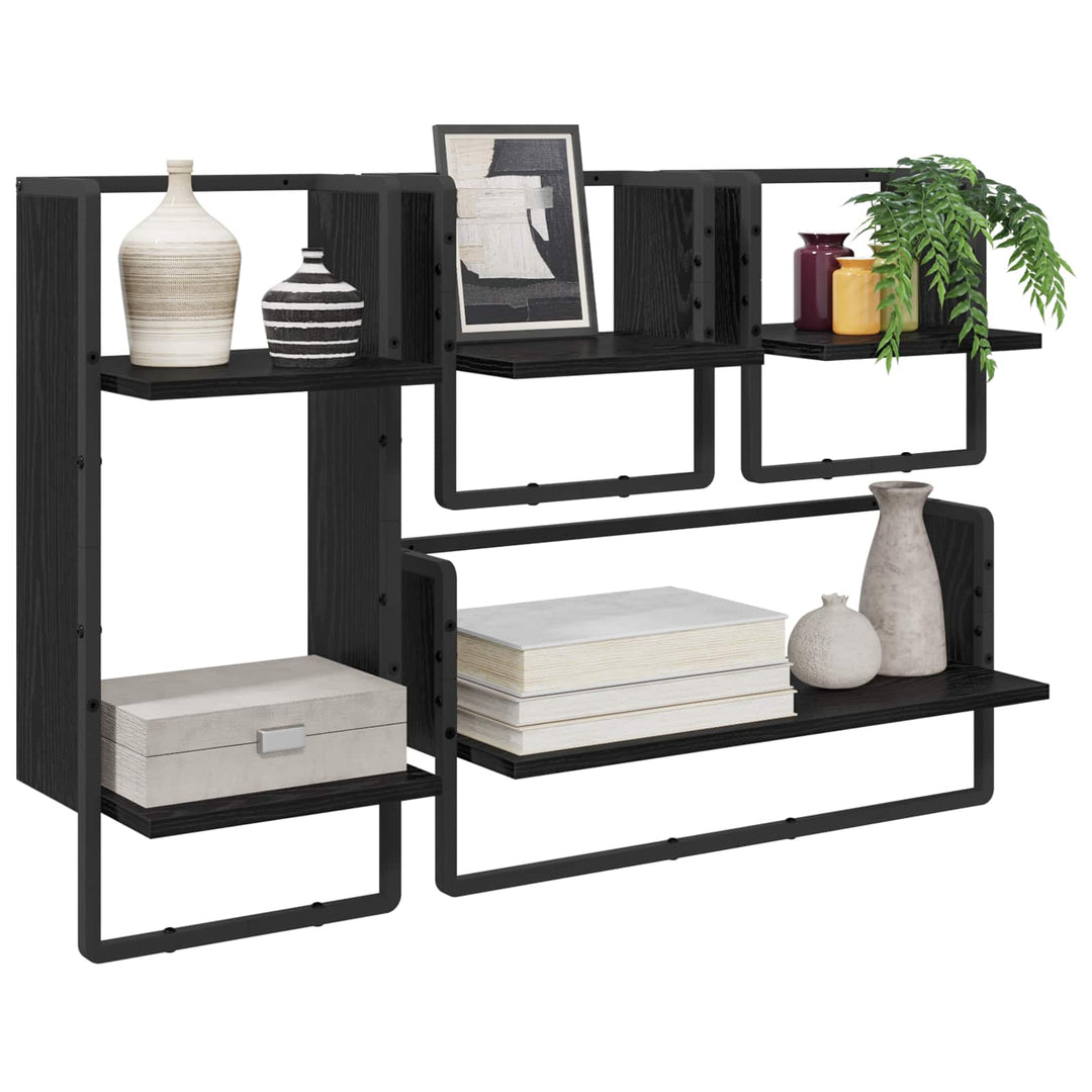 Væghyldesæt 4 pcs Sort eg 65 x 25 x 30 cm Konstrueret træ
