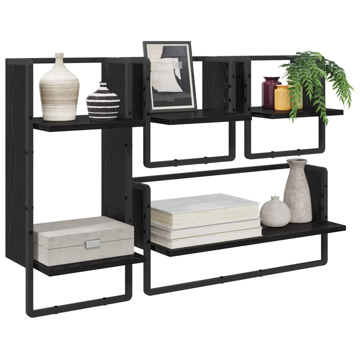 Væghyldesæt 4 pcs Sort eg 65 x 25 x 30 cm Konstrueret træ