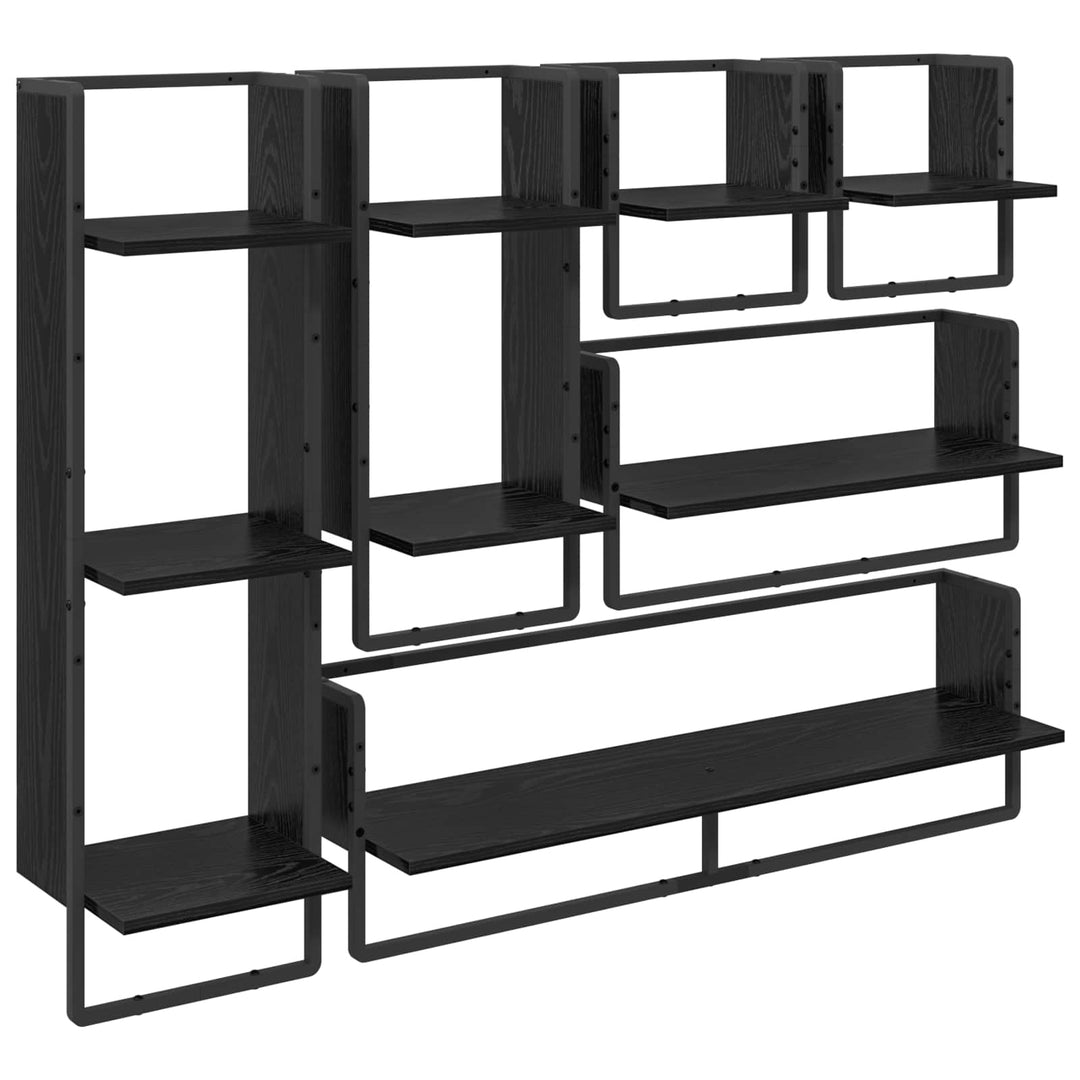 Væghyldesæt 6 pcs Sort eg 100 x 25 x 30 cm Konstrueret træ