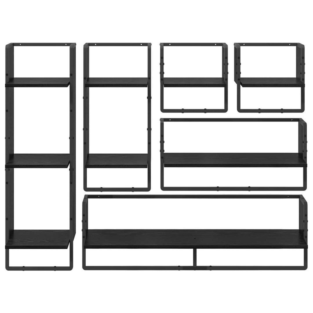 Væghyldesæt 6 pcs Sort eg 100 x 25 x 30 cm Konstrueret træ