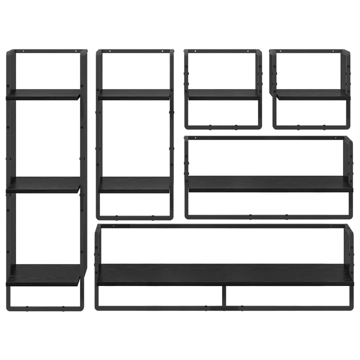 Væghyldesæt 6 pcs Sort eg 100 x 25 x 30 cm Konstrueret træ