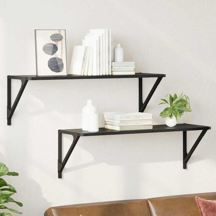 Væghylder 2 pcs Sort eg 80 x 25 x 25,5 cm Konstrueret træ