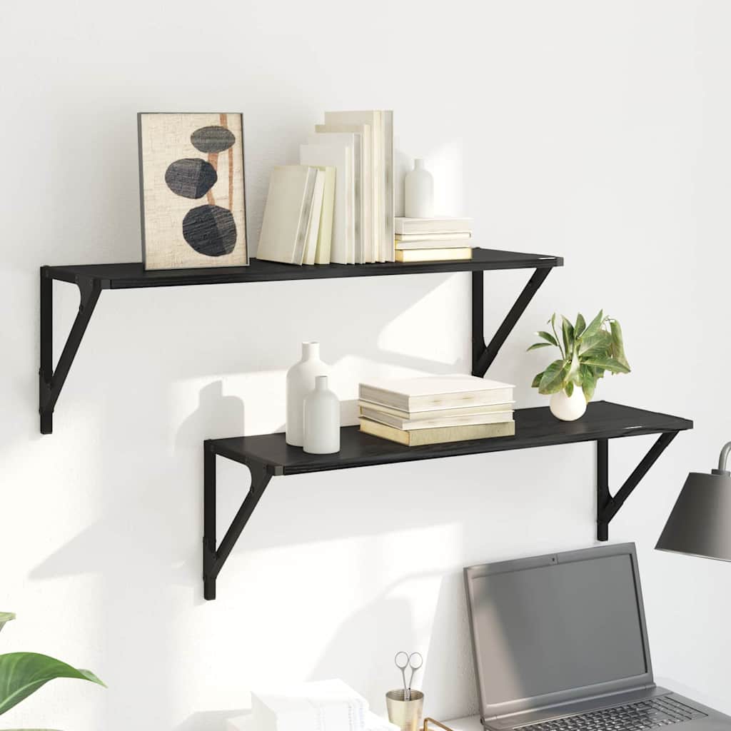 Væghylder 2 stk. Sort eg 80 x 25 x 25,5 cm Konstrueret træ