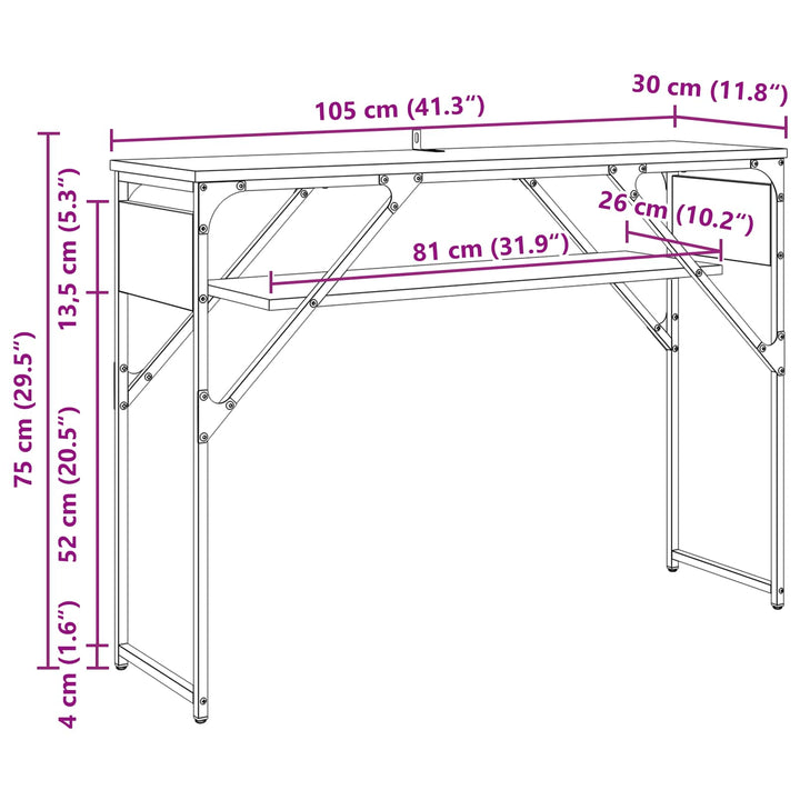 Konsolbord Gammelt træ 105x30x75cm Konstrueret træ