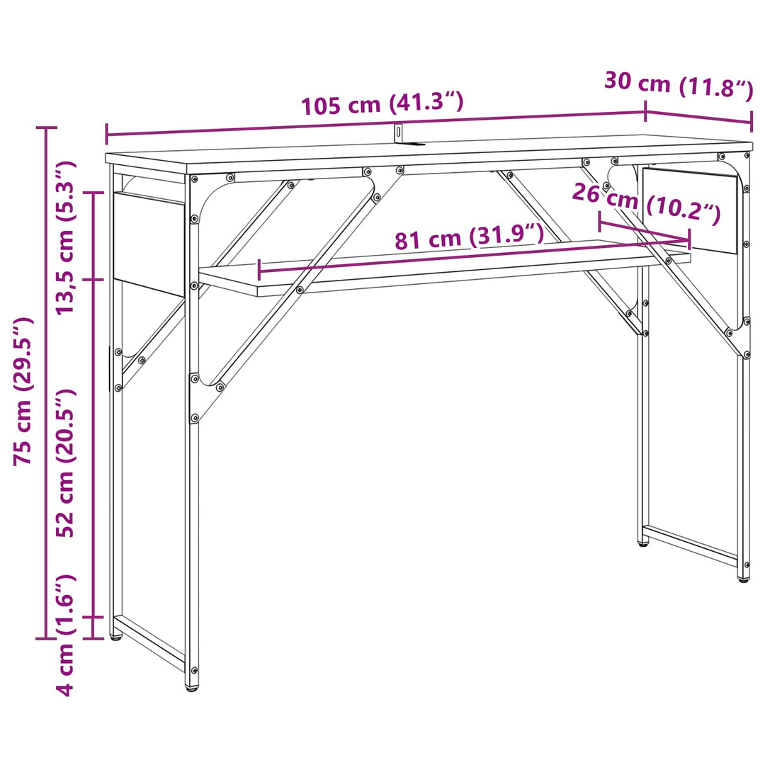 Konsolbord Artisan Egetræ 105x30x75cm Konstrueret træ