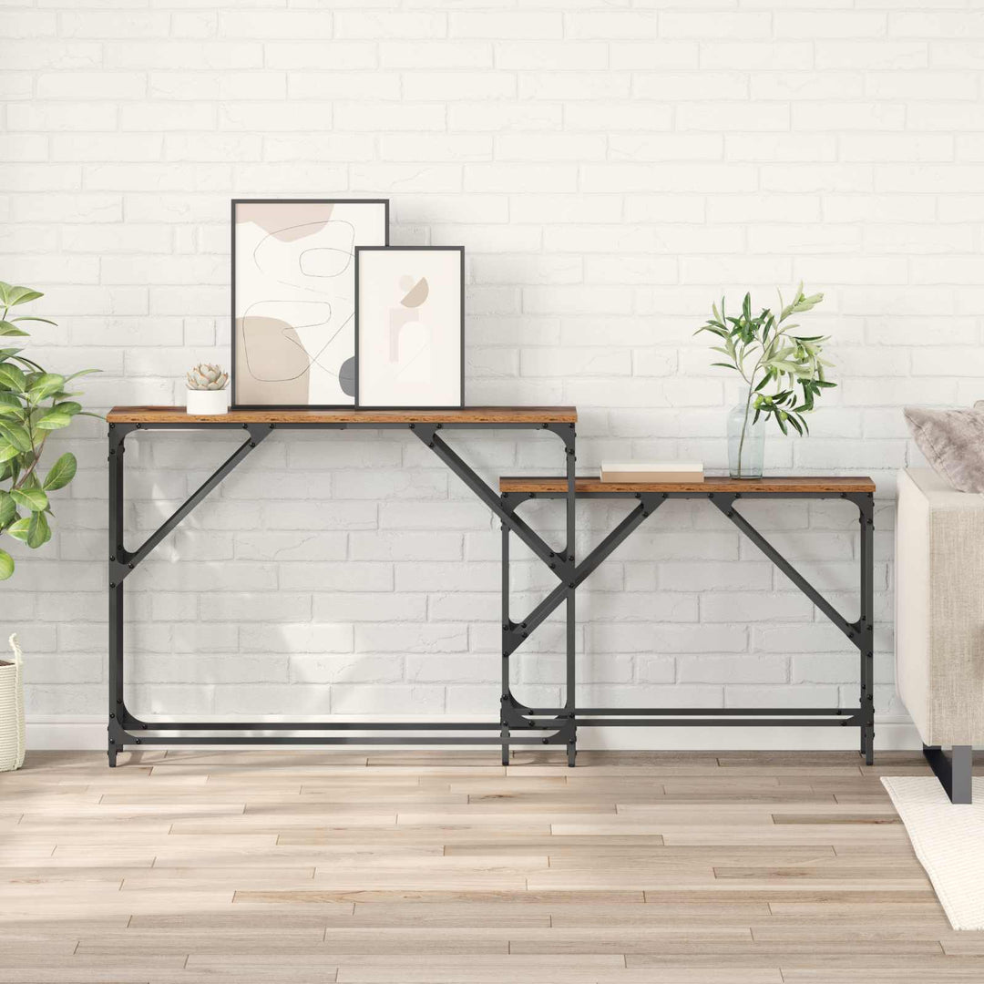 Konsolbord 2 stk. Gammelt træ 100 x 28 x 75 cm Konstrueret træ