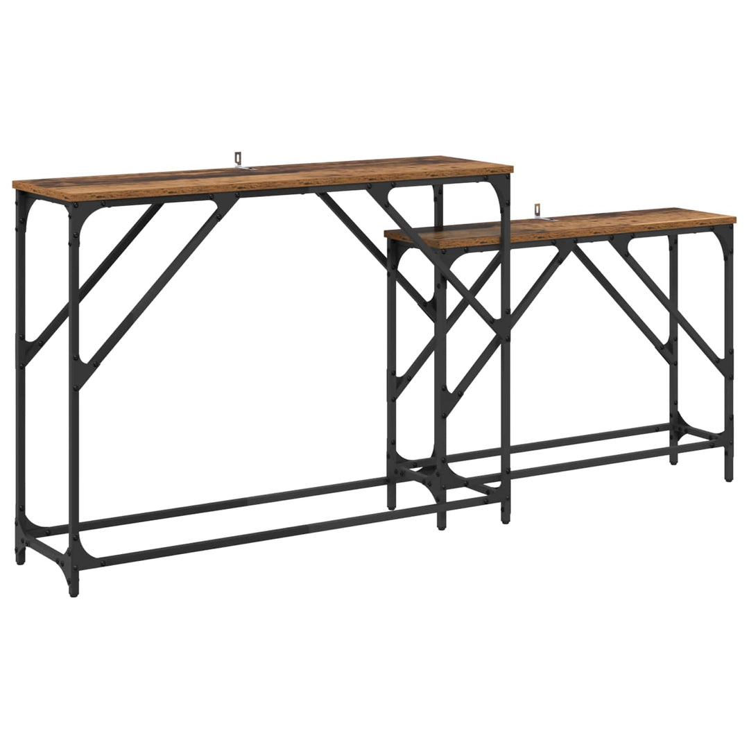 Konsolbord 2 pcs Gammelt træ 100 x 28 x 75 cm Konstrueret træ