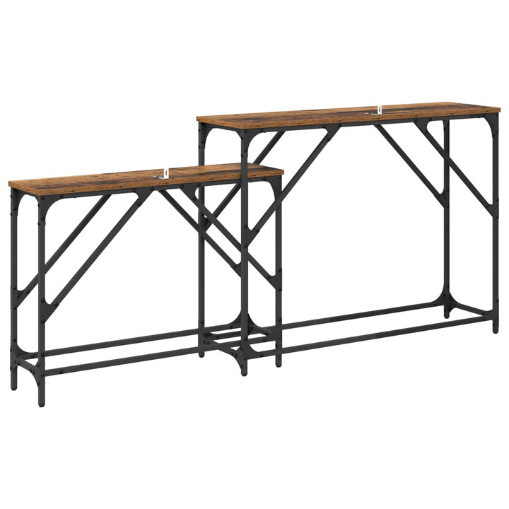 Konsolbord 2 stk. Gammelt træ 100 x 28 x 75 cm Konstrueret træ