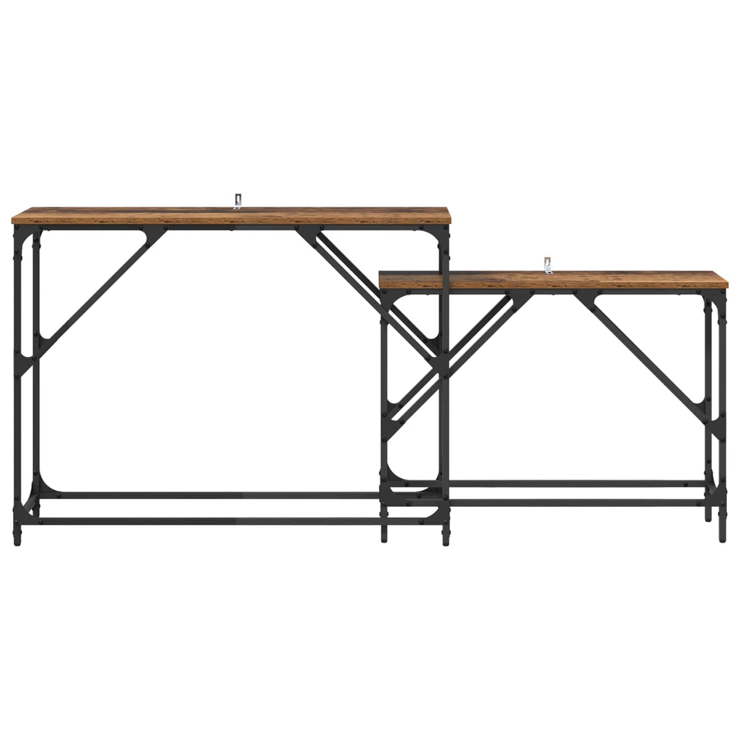 Konsolbord 2 stk. Gammelt træ 100 x 28 x 75 cm Konstrueret træ