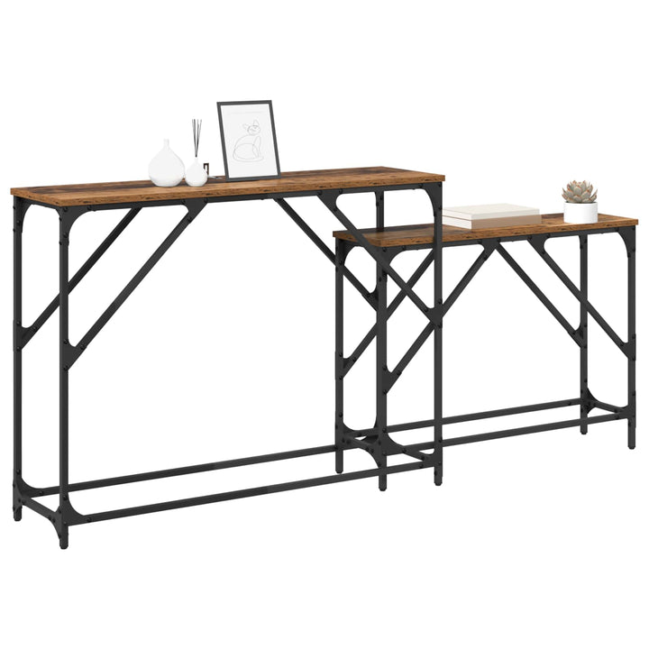 Konsolbord 2 stk. Gammelt træ 100 x 28 x 75 cm Konstrueret træ