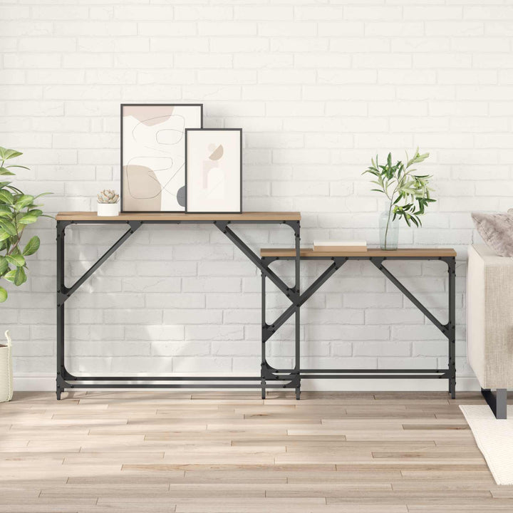 Konsolbord 2 stk. Artisan Egetræ 100 x 28 x 75 cm