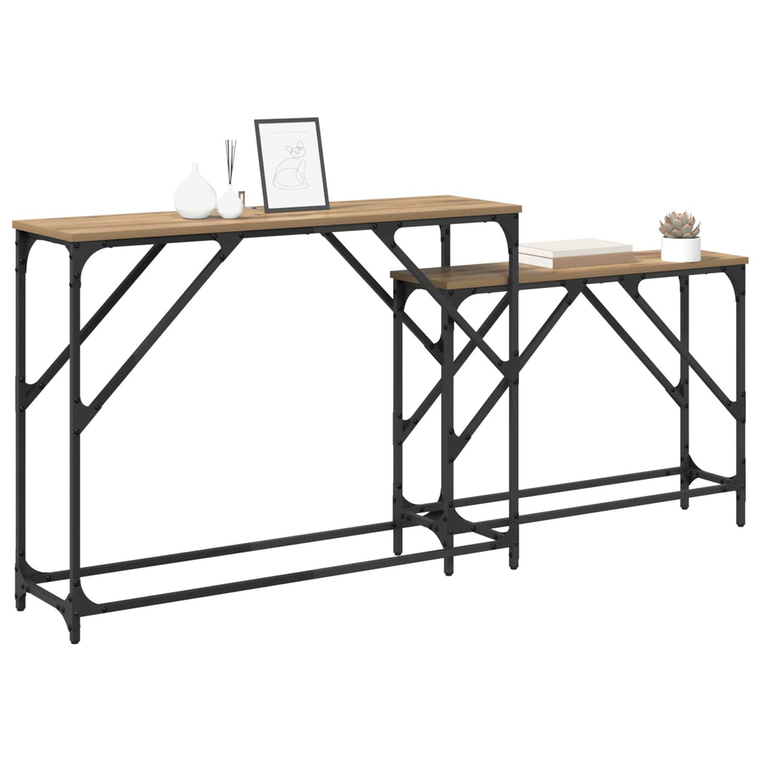 Konsolbord 2 stk. Artisan Egetræ 100 x 28 x 75 cm