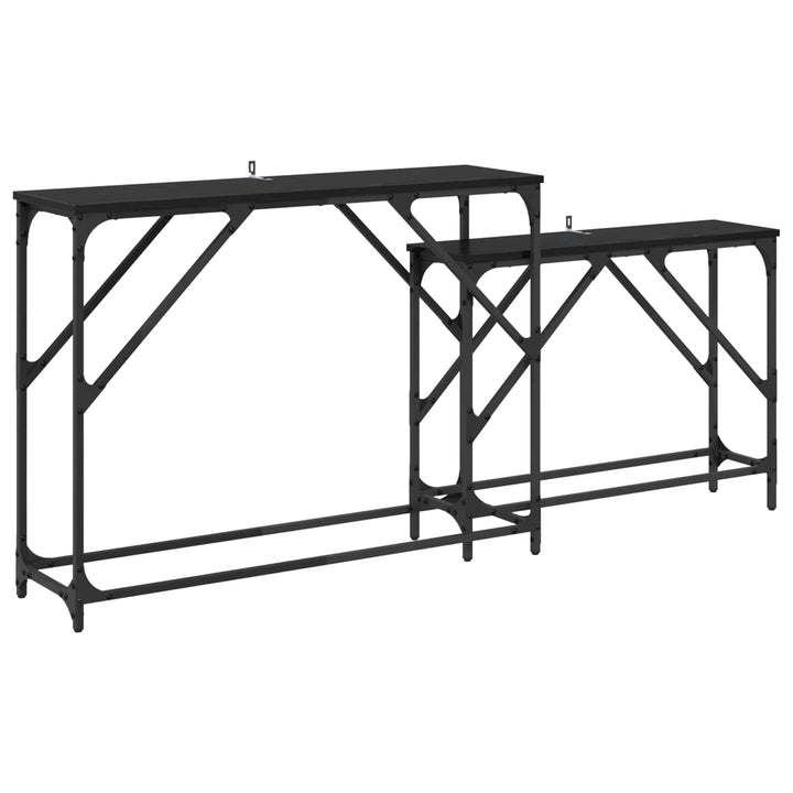 Konsolbord 2 pcs Sort eg 100 x 28 x 75 cm Konstrueret træ