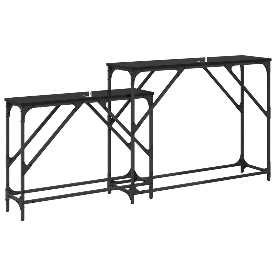 Konsolbord 2 stk. Sort eg 100 x 28 x 75 cm Konstrueret træ