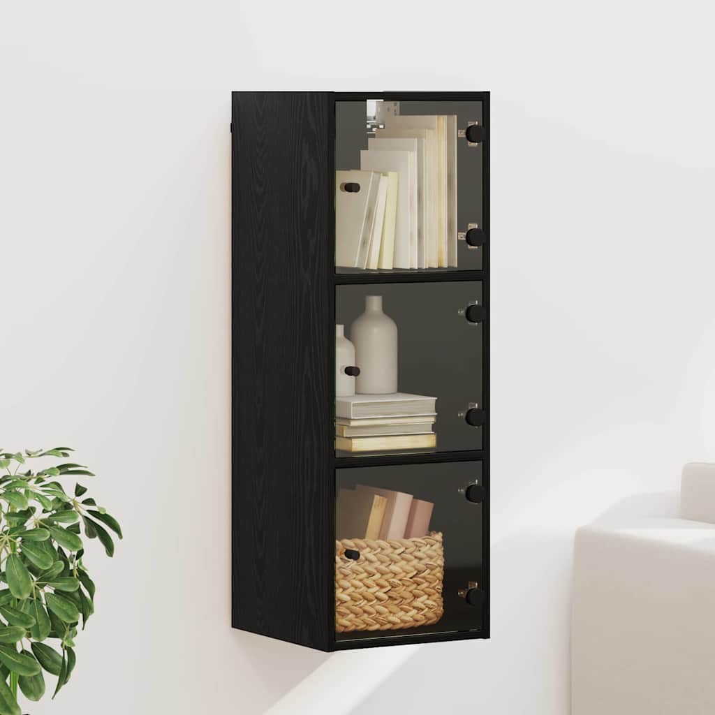 Vægskab Vægmonteret Sort eg 35 x 37 x 102 cm Konstrueret træ
