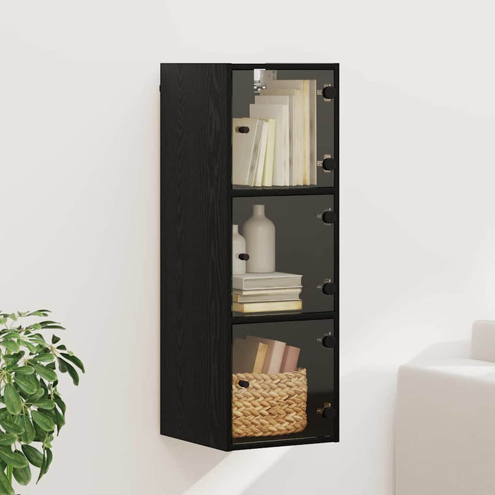 Vægskab Vægmonteret Sort eg 35 x 37 x 102 cm Konstrueret træ
