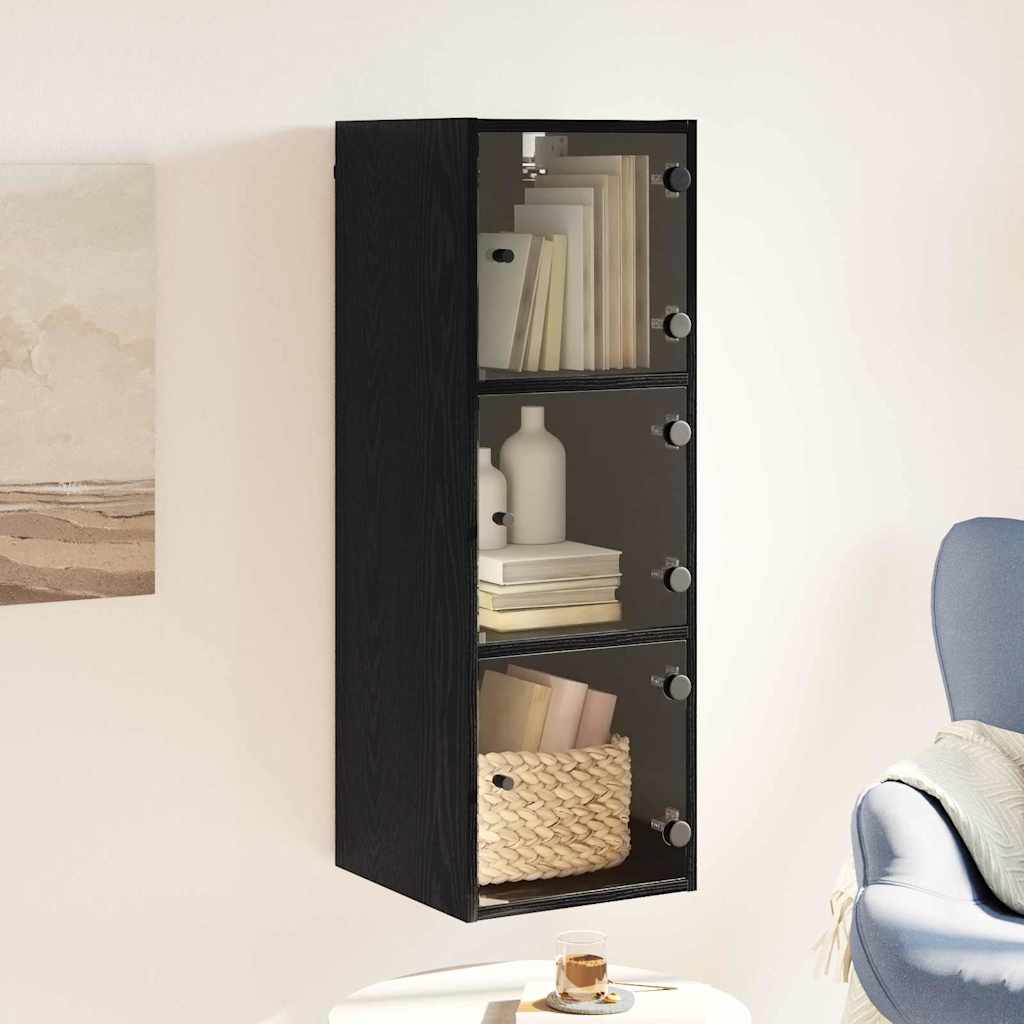 Vægskab Vægmonteret Sort eg 35 x 37 x 102 cm Konstrueret træ