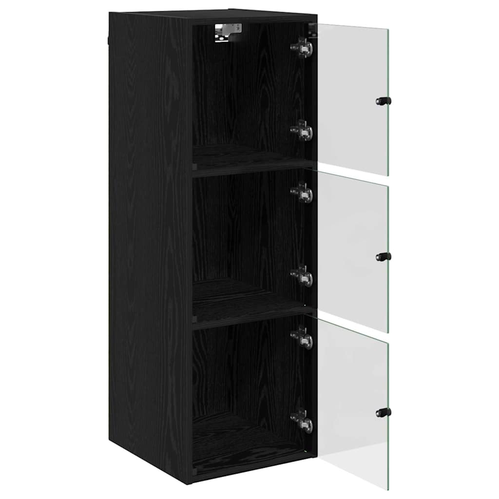 Vægskab Vægmonteret Sort eg 35 x 37 x 102 cm Konstrueret træ