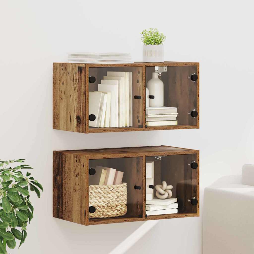 Væggeskabe 2 pcs Gammelt træ 68 x 37 x 35 cm Konstrueret træ