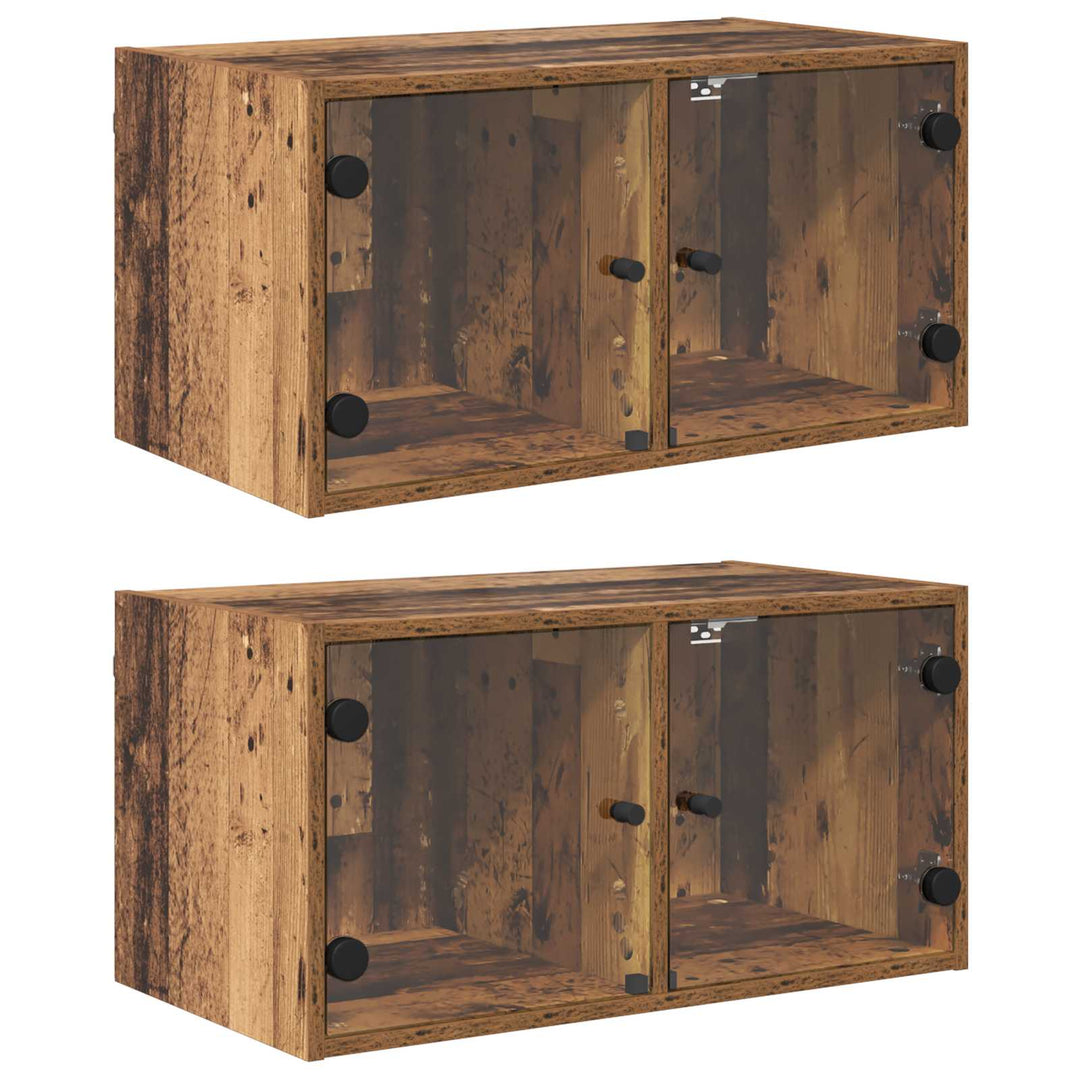 Væggeskabe 2 pcs Gammelt træ 68 x 37 x 35 cm Konstrueret træ