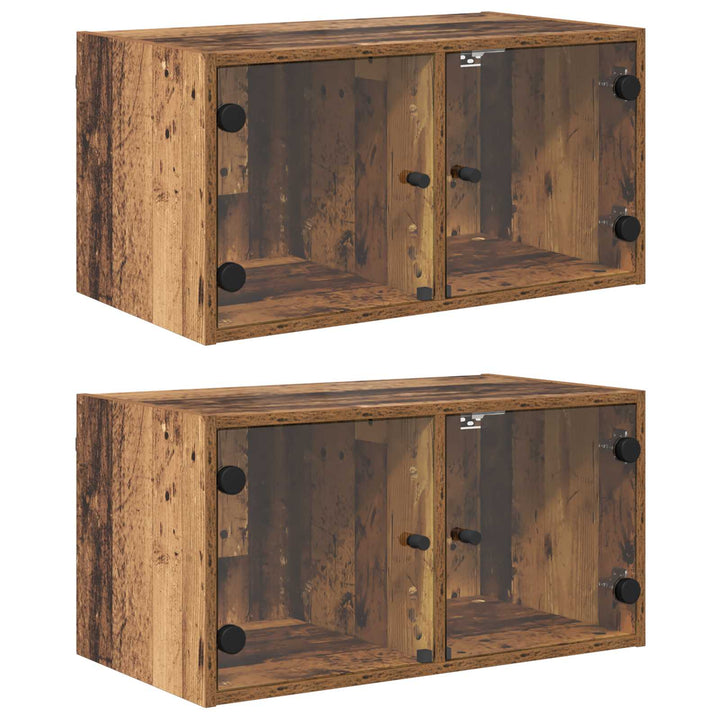 Væggeskabe 2 pcs Gammelt træ 68 x 37 x 35 cm Konstrueret træ
