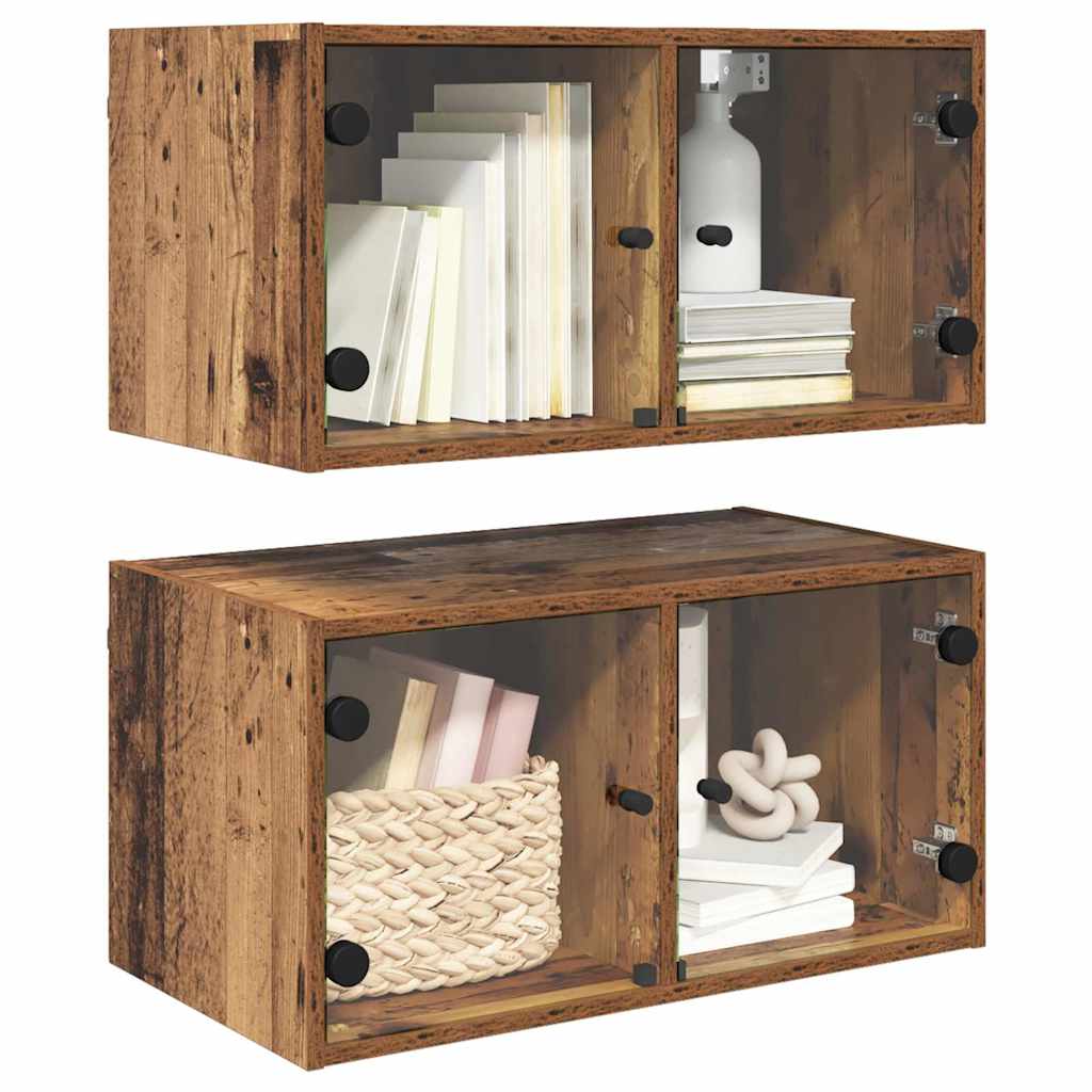 Væggeskabe 2 pcs Gammelt træ 68 x 37 x 35 cm Konstrueret træ