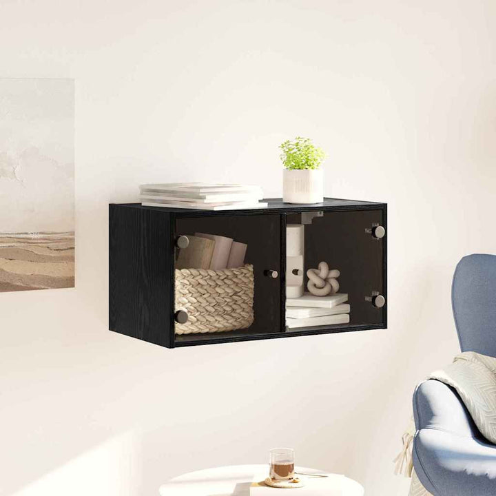 Vægskab Vægmonteret Sort eg 68 x 37 x 35 cm Konstrueret træ